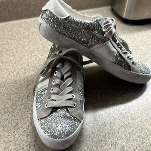 Sam Edelman Baylee sneakers 7.5 like brand new glitter intentional distressing